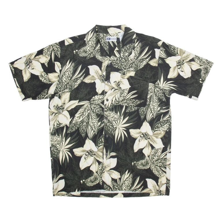 UNTIED Mens Hawaiian Shirt Black Floral L