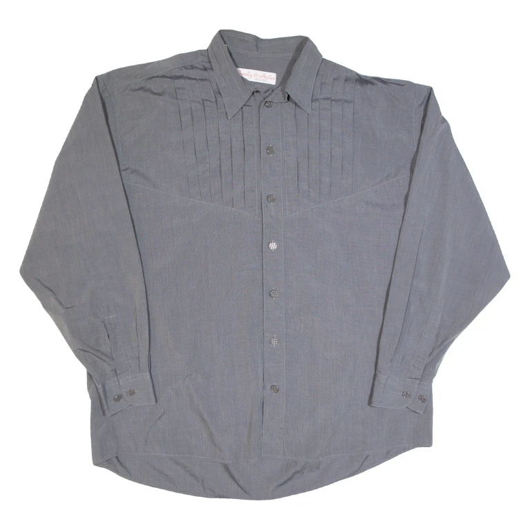 JACOBY & HUBER Mens Plain Shirt Grey Long Sleeve L