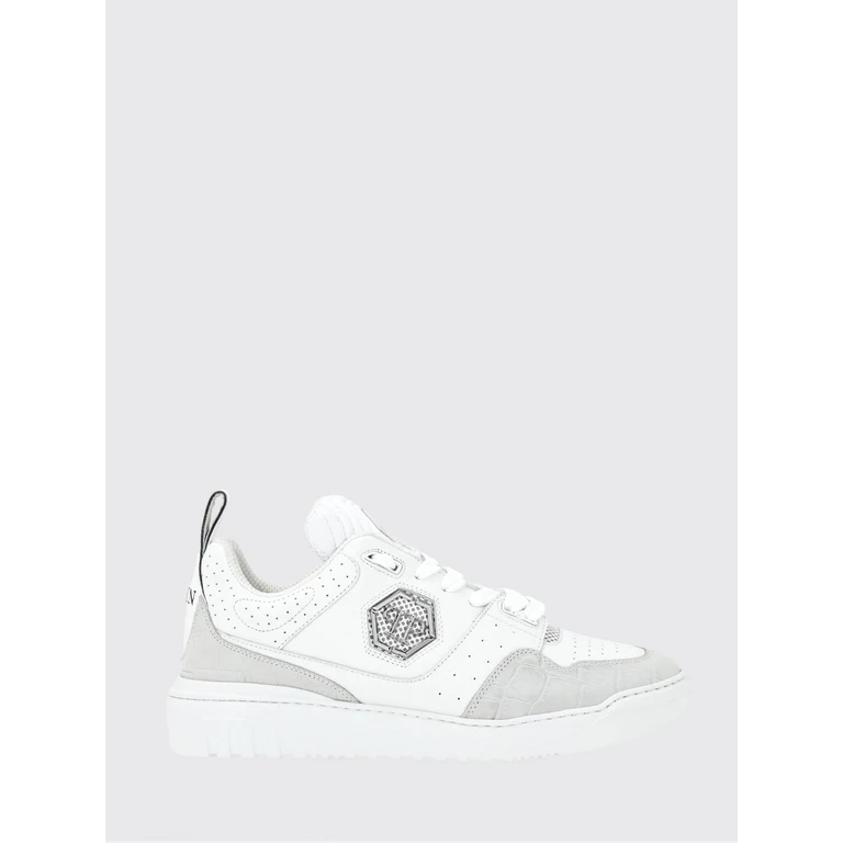 Leather and Nubuck Low-Top Sneakers with Crocodile Print and Monogram (FADSMSC3959PLE005N0101)