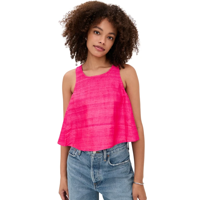 Coniglio Palm Beach Shift Silk Tank Top Lush Pink One Size