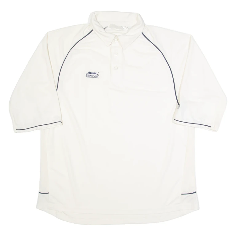 SLAZENGER Mens Polo Shirt Cream 3/4 Sleeve XL