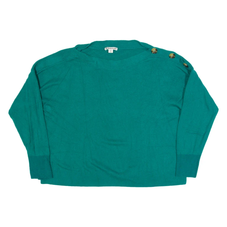 WHISTLES Womens Jumper Green Tight Knit M