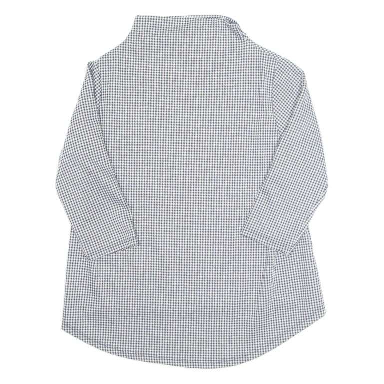 Womens Printed Top Black High Neck 3/4 Sleeve Gingham S
