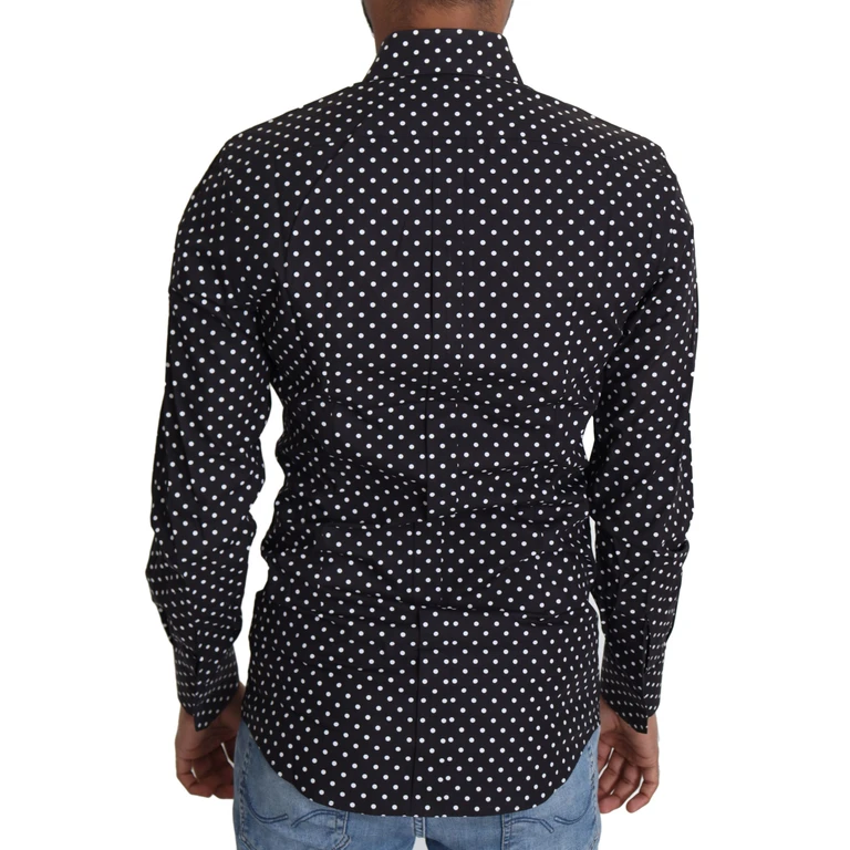 Dolce & Gabbana Black White Polka Dots Casual Shirt Cotton - Men