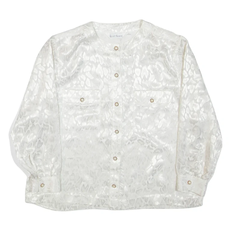 LAST SCENE Womens Printed Blouse White Long Sleeve L