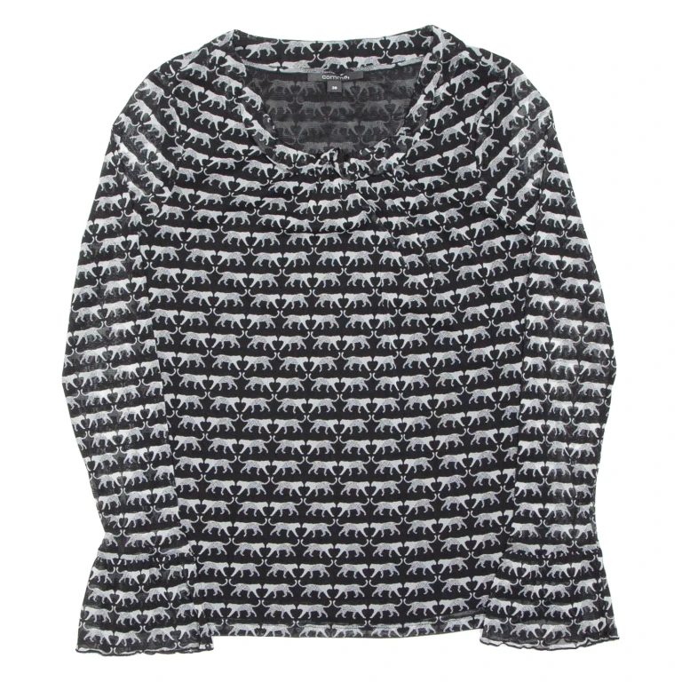 COMMA Womens Printed Top Black Long Sleeve Animal Print M
