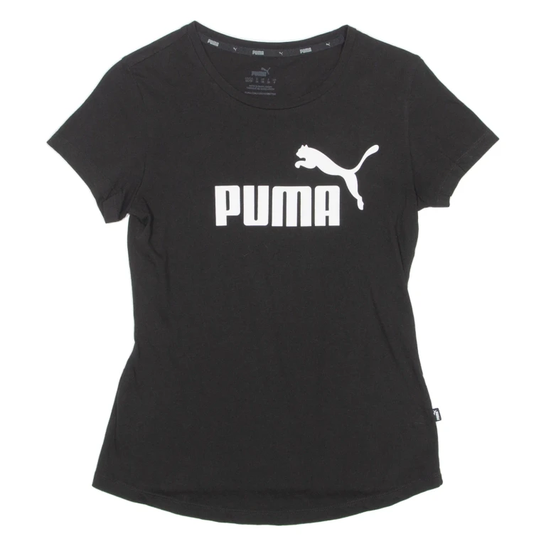 PUMA Womens T-Shirt Black Crew Neck UK 8 (EE1-281024-4945)