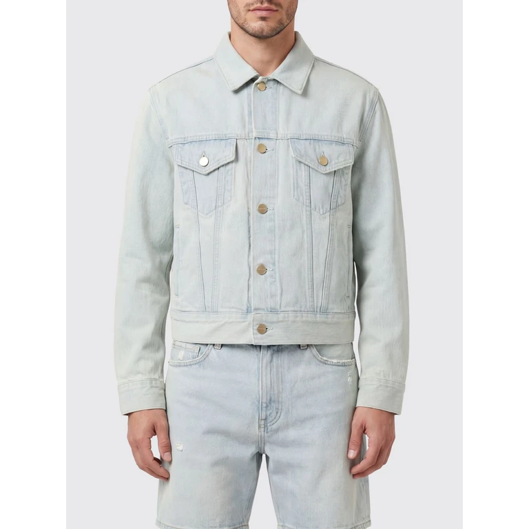Bleached Denim Shirt Jacket with a Classic Collar (FG9M429909DNMBWBLEACHWASH)