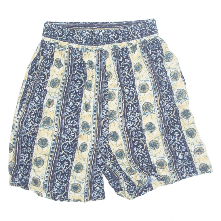 SOLUTIONS Womens Chino Shorts Blue 90s Crazy Pattern S W26