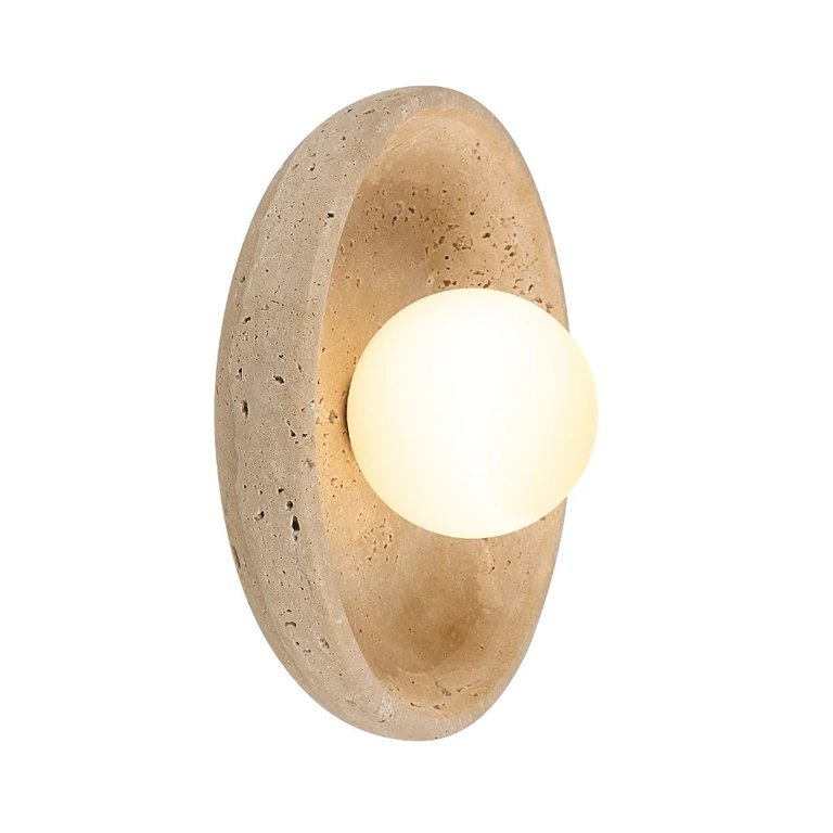 Myrtos Round Travertine Wall Sconce