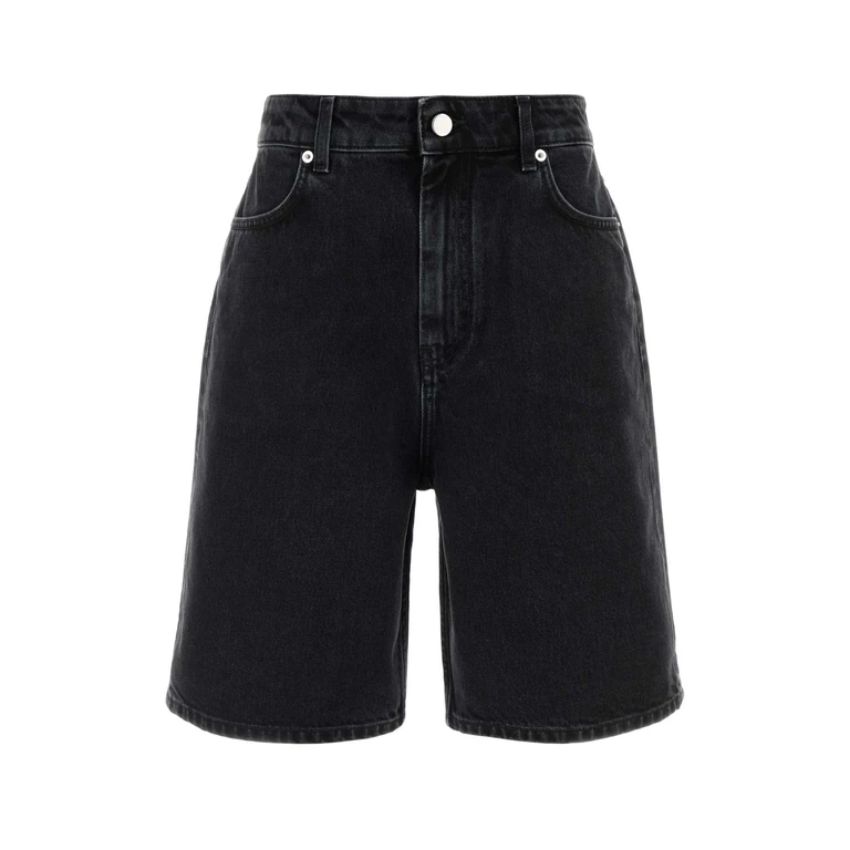 Loulou De Saison Black Denim Isu Bermuda Shorts Washedgrey Exterior: Cotton - Women