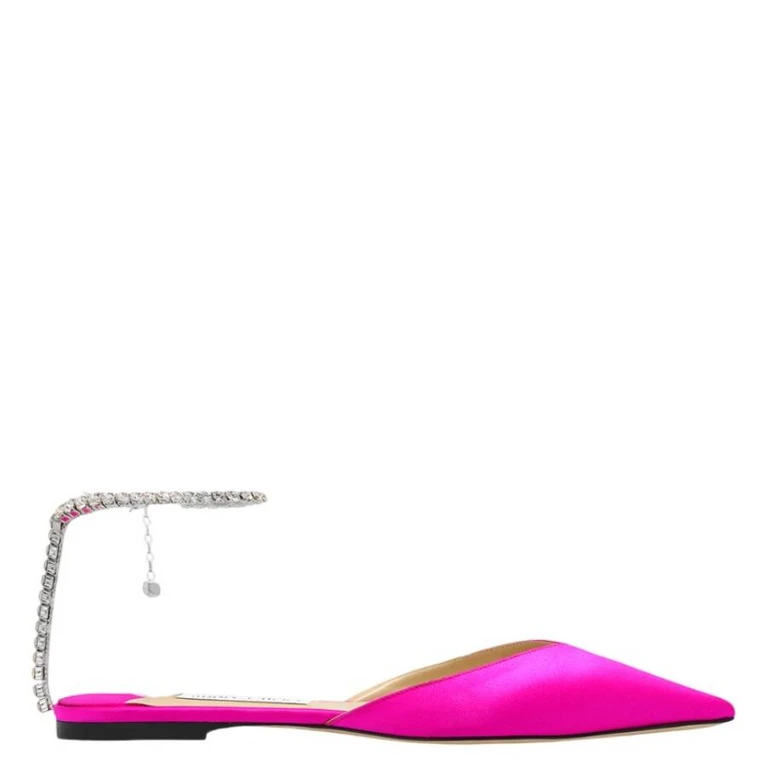 Saeda Crystal Embellished Satin Flats