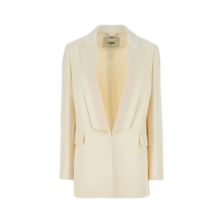 Fendi Ivory Wool Blend Blazer White Giacche E Gilet - Women