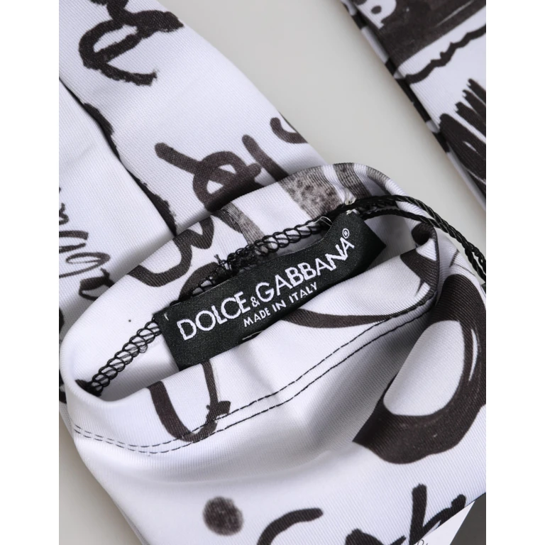 Black White Dg Logo Elbow Length Mitten Gloves Black/white 10+pl - Women