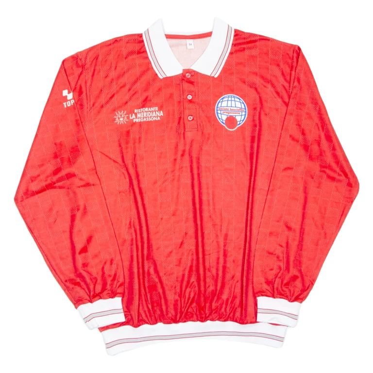Mens Polo Shirt Red Long Sleeve XL