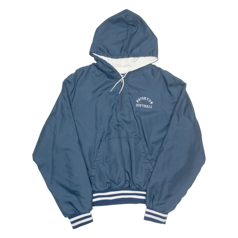 HOLLOWAY Brighton Softball Mens Pullover Jacket Blue Nylon Hooded XL