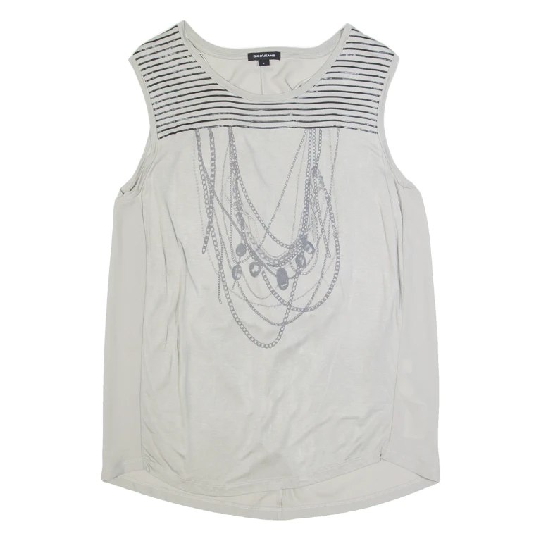 DKNY Womens Printed Vest Grey Sleeveless L