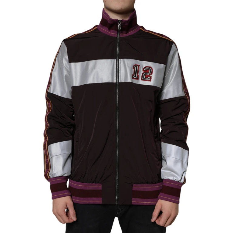 Multicolor Full Zip Jersey Men Bomber Jacket Polyester Clothing - Men