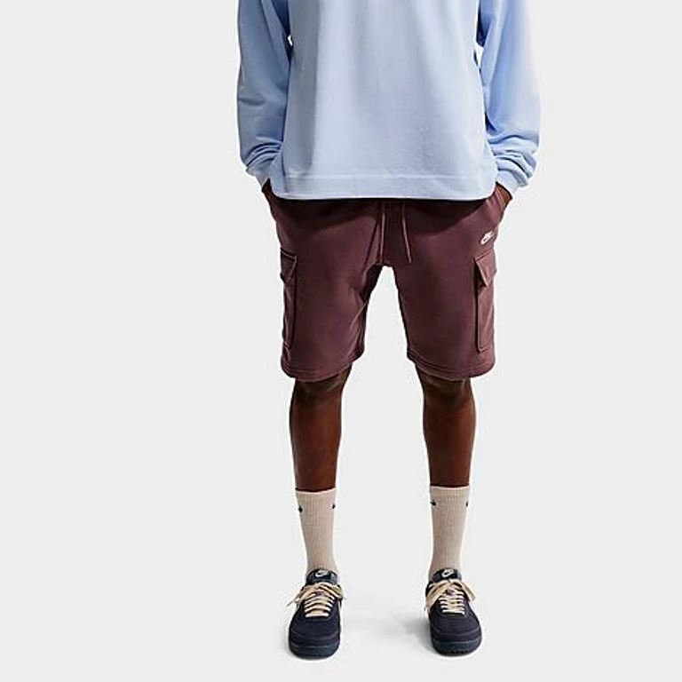 Nike Men's Club Fleece Cargo Shorts in Tattoo/Tattoo/White Size: XS