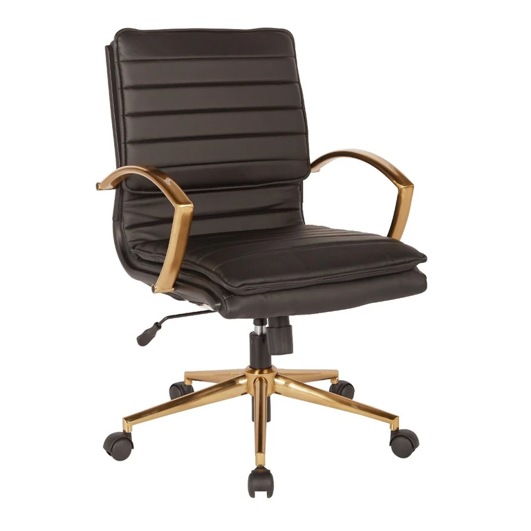 Mid-Back Faux Leather Black Office Chair