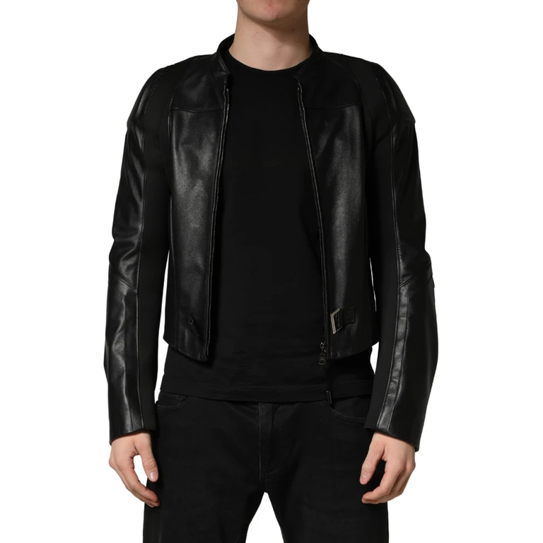 Dolce & Gabbana Black Nylon Full Zip Men Biker Coat Jacket Clothing - Men