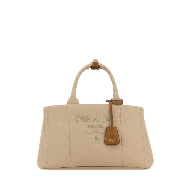 Beige Canvas Large Prada Jardiniã¨re Shopping Bag Corda Borse A Mano - Women