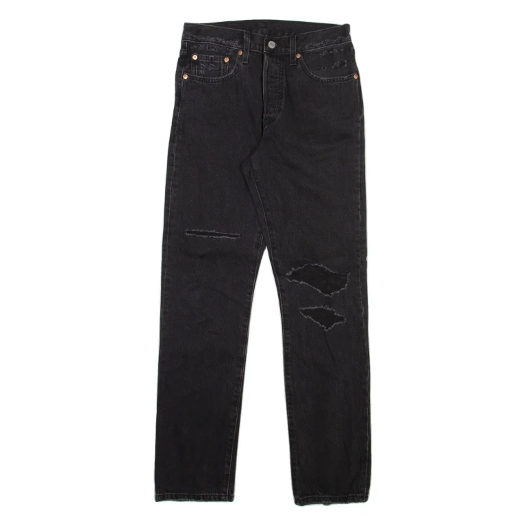 LEVI'S 501 Jeans Distressed Womens Grey Regular Straight W27 L30