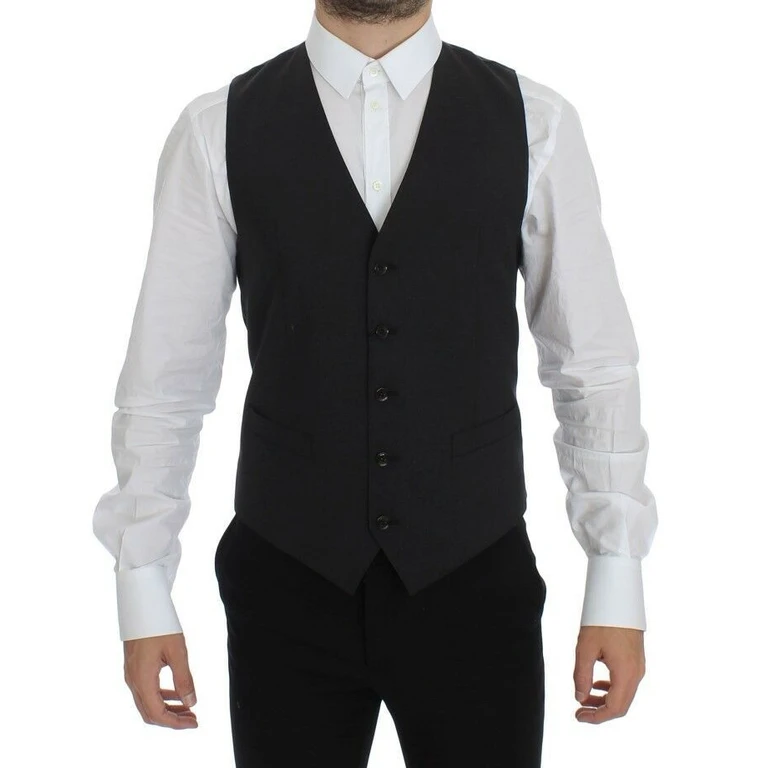 Dolce & Gabbana Gray Wool Stretch Dress Blazer Vest - Men