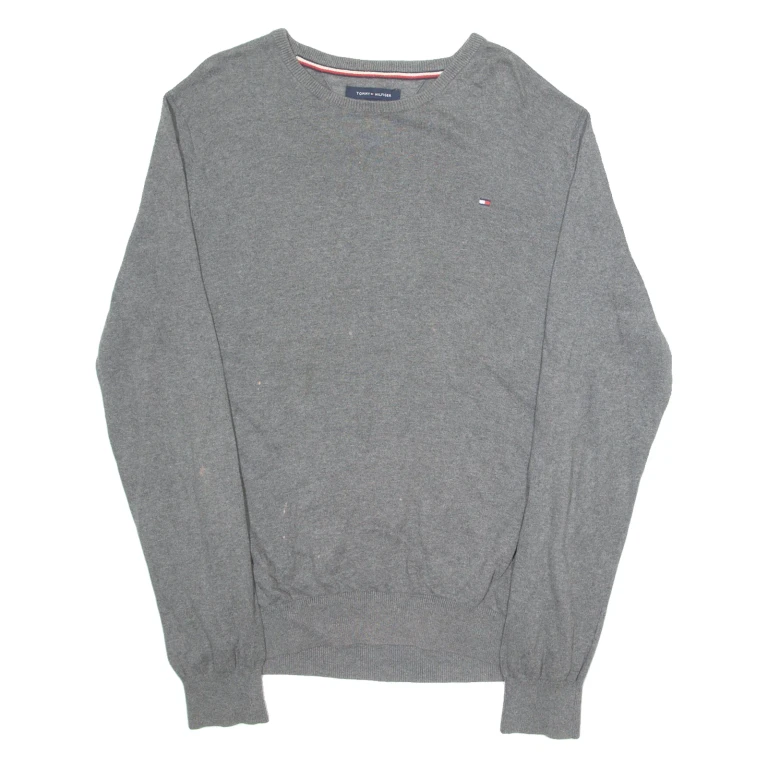 TOMMY HILFIGER Mens Jumper Grey Tight Knit L