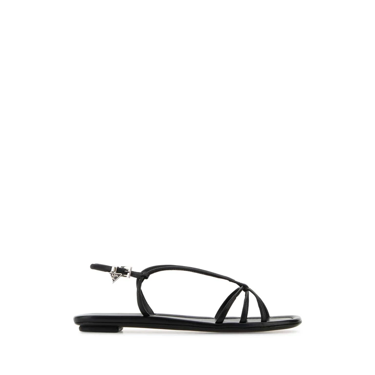 Prada Black Leather Sandals Nero Sandali - Women