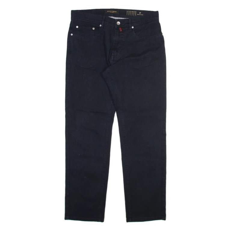 PIERRE CARDIN Mens Trousers Black Regular Straight W32 L29