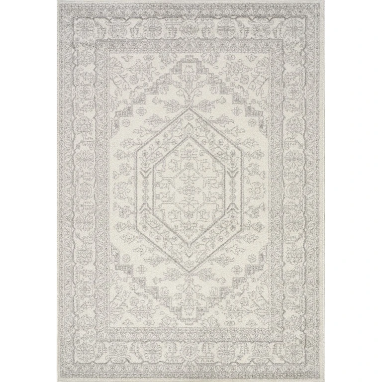 8 x 11 Large Elegant White Faded Area Rug - Focus