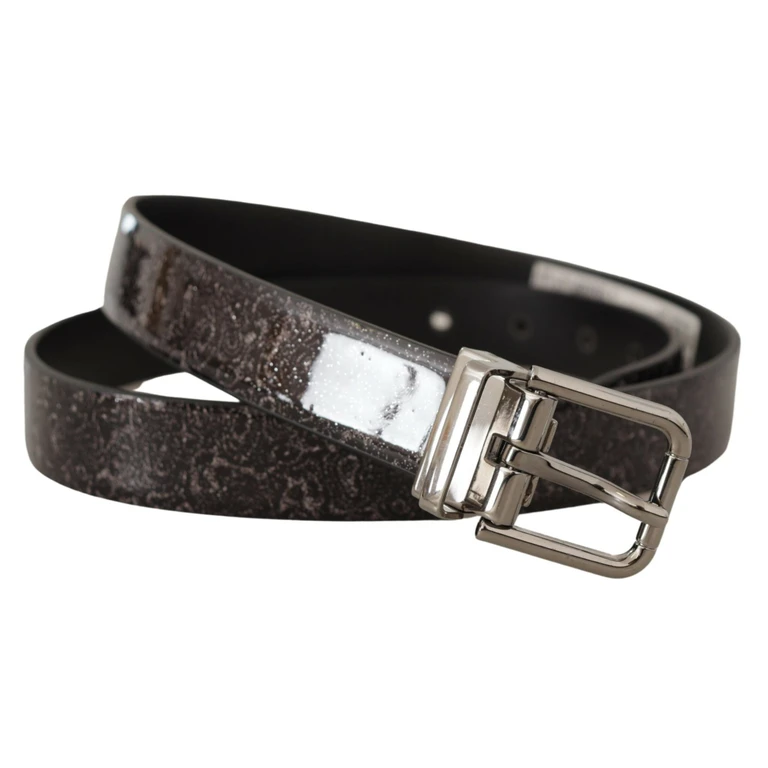 Black Goccia Glitter Patent Leather Buckle Vernice Belt - Men