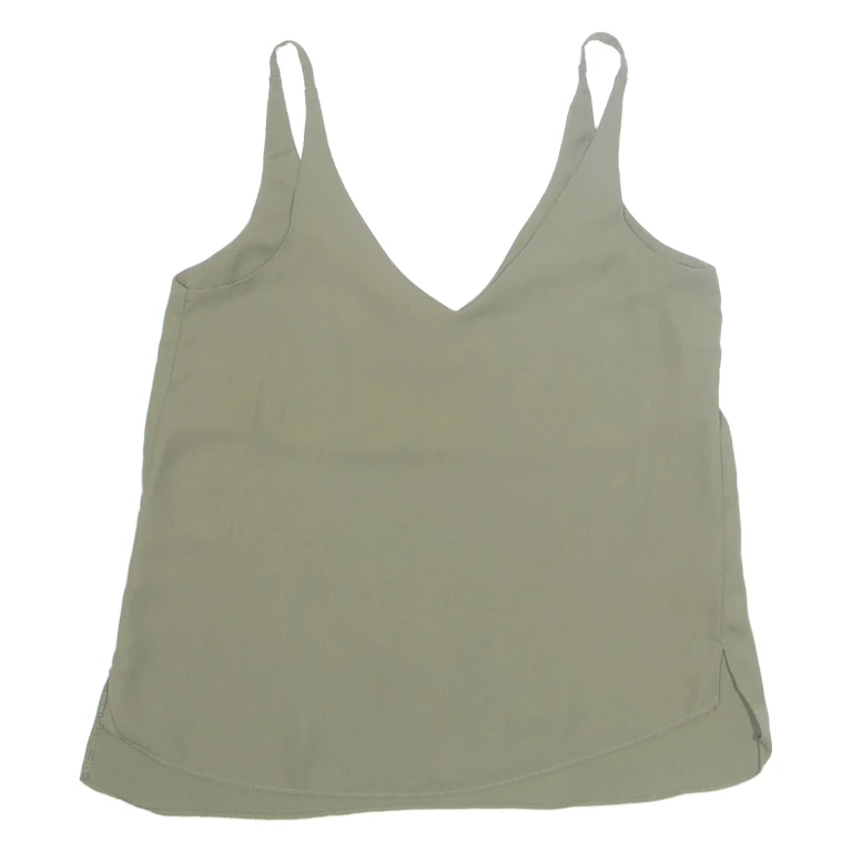 TOPSHOP Crop Petite Womens Camisole Vest Green V-Neck UK 6