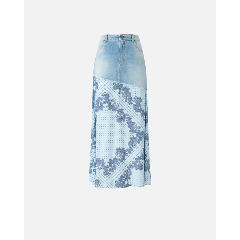 Pinko - Jupe midi en denim à imprimé foulard - 36