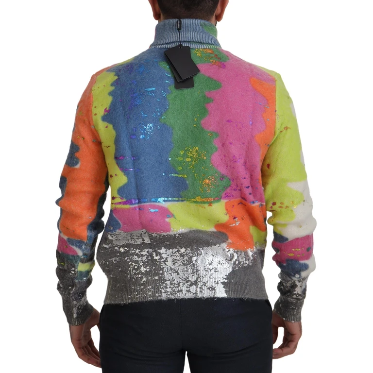 Dolce & Gabbana Multicolor Turtleneck Pullover Mohair Sweater Clothing - Men