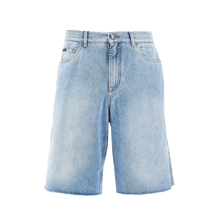 Denim shorts with logo plate Man 54