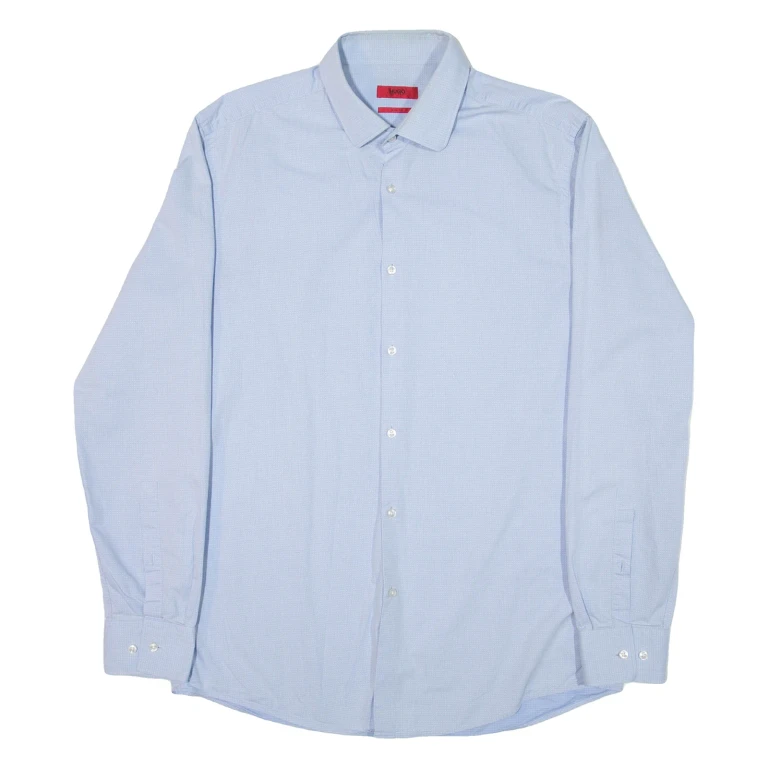 HUGO BOSS Slim Fit Mens Plain Shirt Blue Long Sleeve L