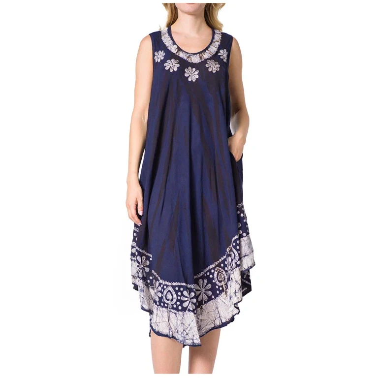 Sakkas Alexis Embroidered Long Sleeveless Floral Caftan Dress / Cover Up