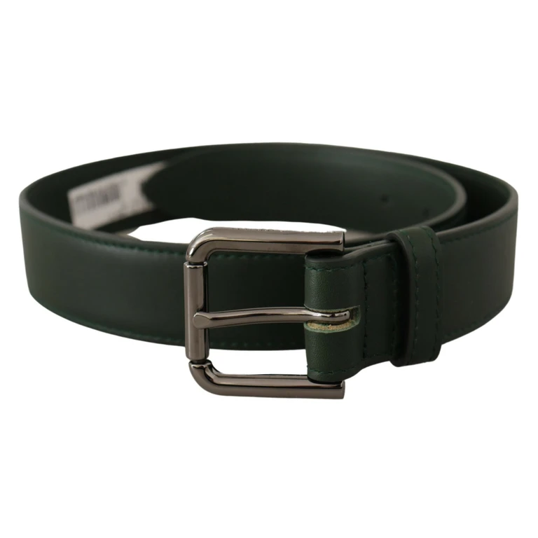 Dolce & Gabbana Army Green Leather Logo Metal Waist Buckle Belt Dark - Women