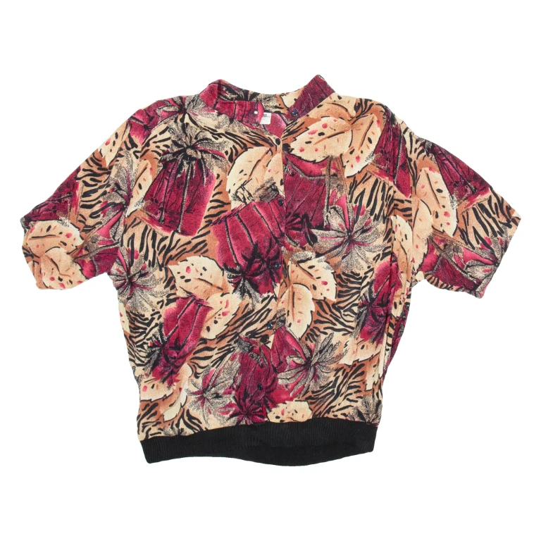 CHARLES JOGLE Womens Printed Blouse Beige Collared Crazy Pattern M