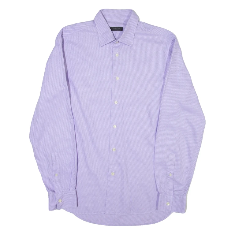 CALVIN KLEIN Mens Shirt Purple Striped Long Sleeve M