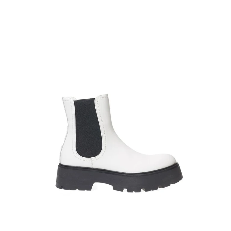 Alexander McQueen Black And White Leather Chelsea Boots - Women