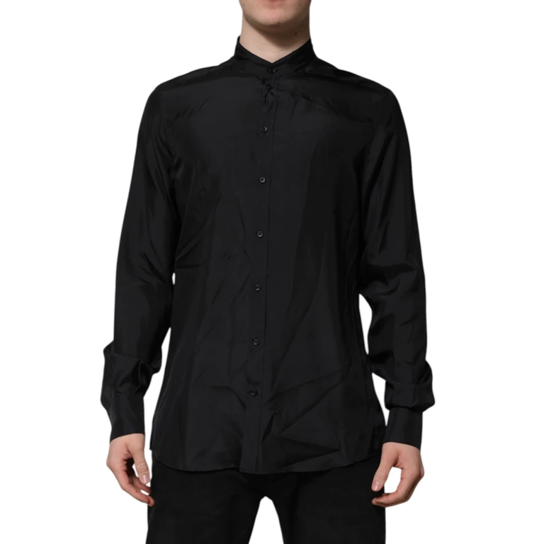 Dolce & Gabbana Dark Blue Silk Martini Men Formal Dress Shirt - Men