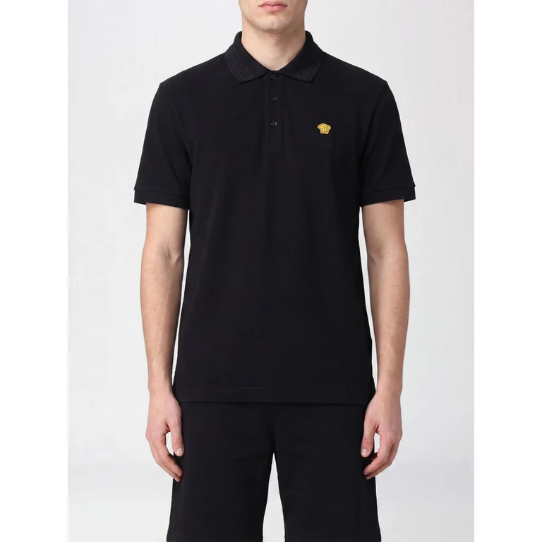 Medusa Logo Cotton Polo Shirt with Ribbed Collar (10139061A156941B000)