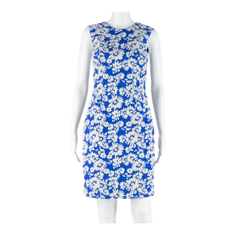 L.K.BENNETT Womens Pencil Dress Blue Floral Sleeveless Knee Length UK 8