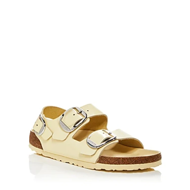 Unisex Milano Big Buckle Natural Leather High Shine Butter