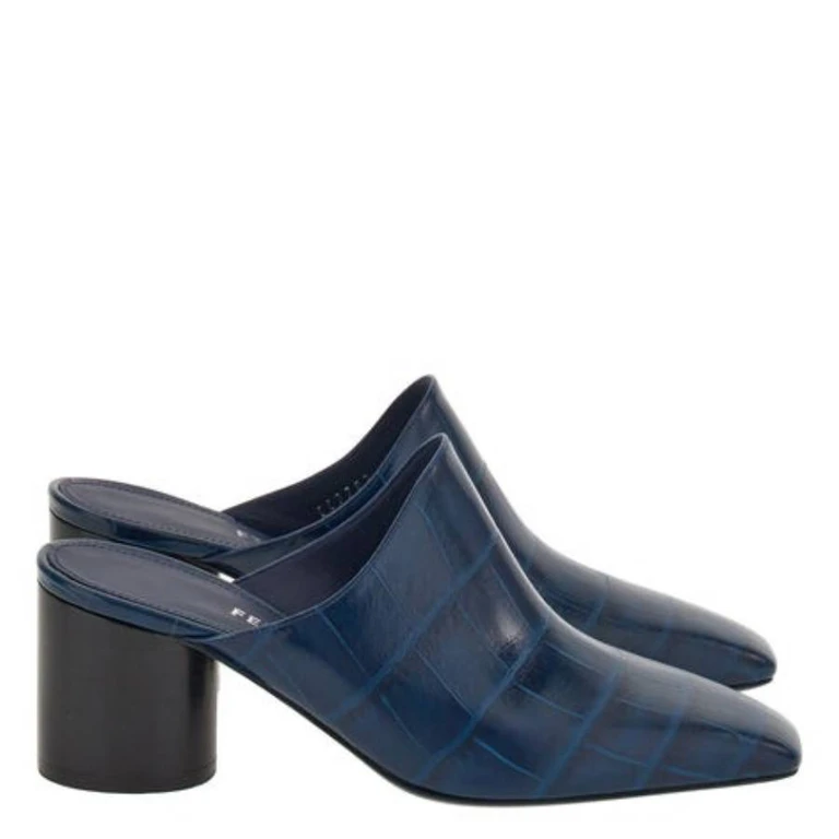 Panni 60 Croc-Embossed Block-Heel Mules, Size 7 C
