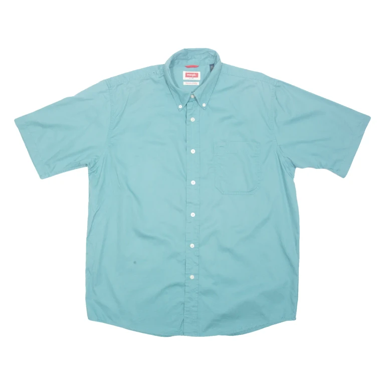 WRANGLER Premium Quality Mens Plain Shirt Blue L