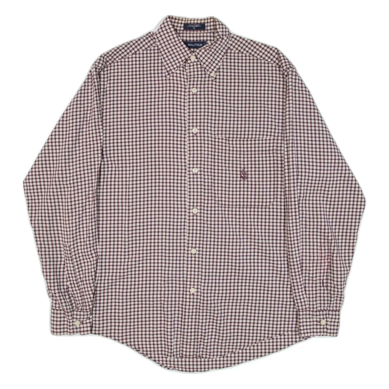 NAUTICA Mens Shirt Red Check Long Sleeve S